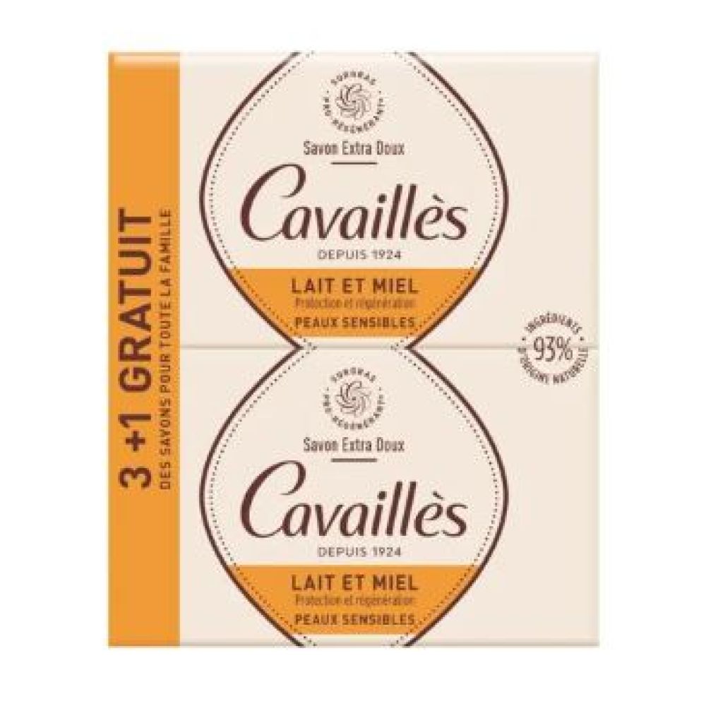 Rogé Cavaillès - Pain savon lait et miel 3+1 gratuits - 4x250g