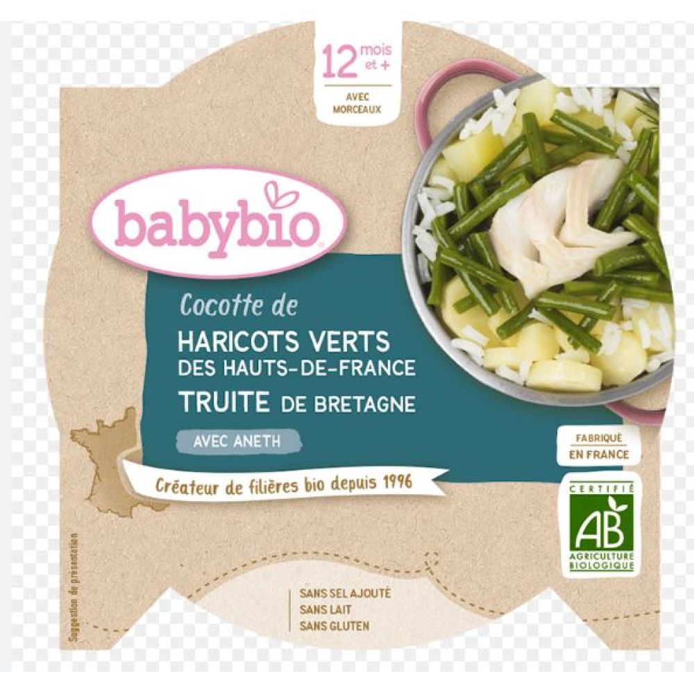 Babybio - Cocotte de haricots verts Truite de Bretagne dès 12 mois - 230g