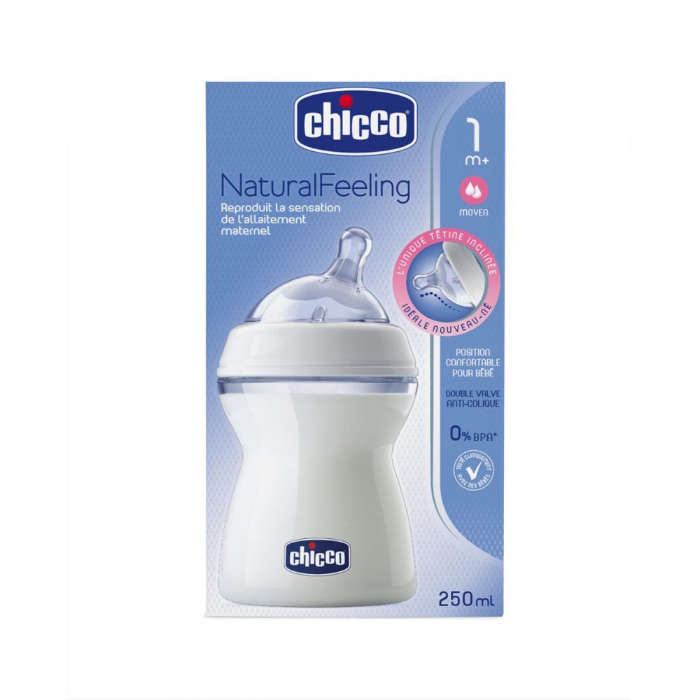 Chicco - Biberon NaturalFeeling 1 mois et plus à Flux moyen