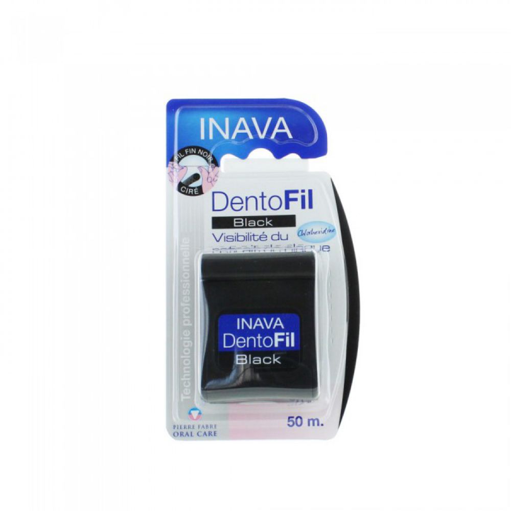 Inava - DentoFil Black Fil fin noir ciré - 50 m