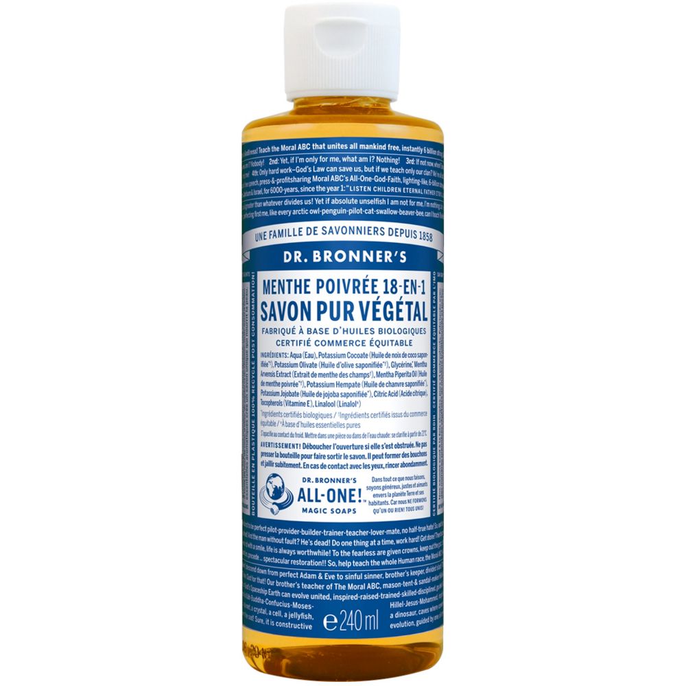 Dr. Bronner's - Savon liquide pure végétal 18-en-1 - Menthe Poivrée