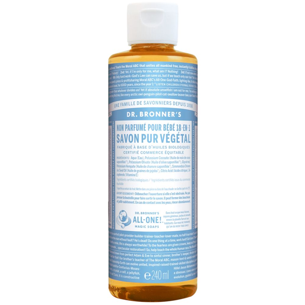 Dr. Bronner's - Savon liquide pure végétal 18-en-1 - Non parfumé