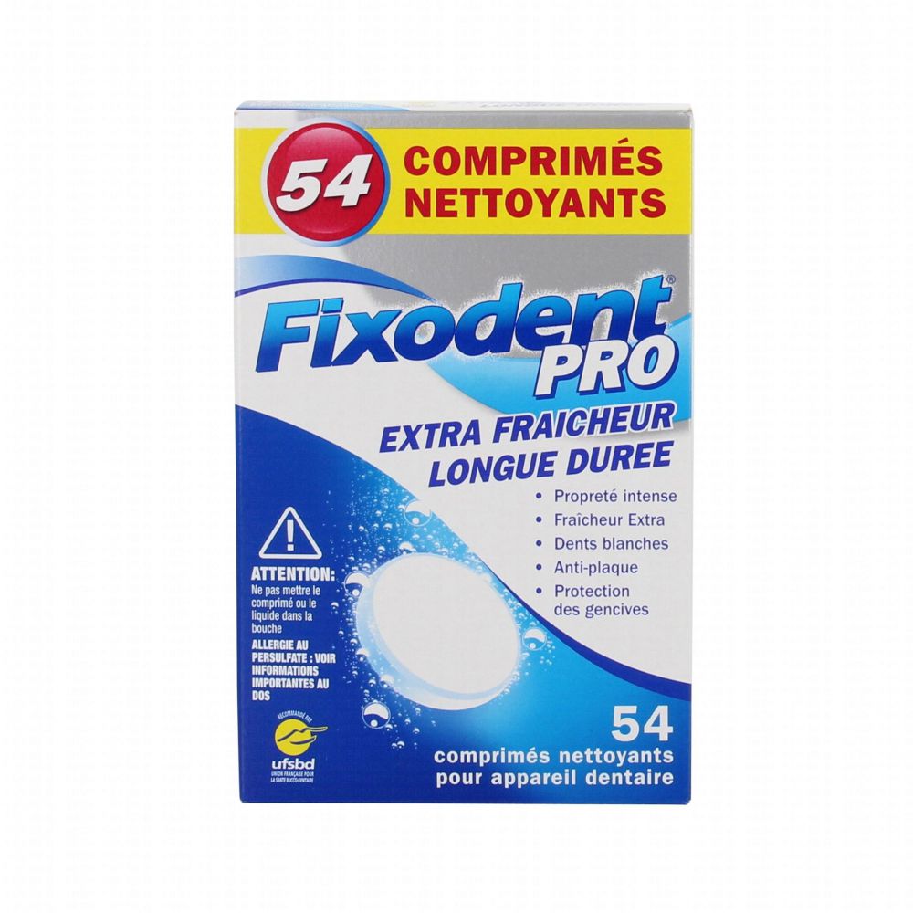 Fixodent - Comprimés nettoyants pour prothèse dentaire - 54 comprimés