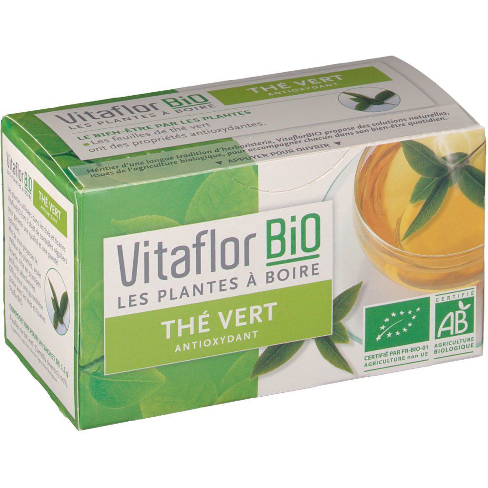 Vitaflor - Thé vert bio tisane antioxydante - 18 sachets