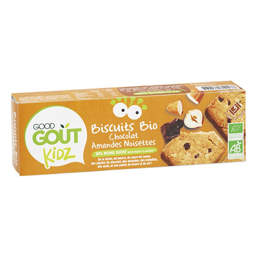 Good Goût Kidz - Biscuits bio chocolat amandes noisettes - 3 lots de 3 biscuits