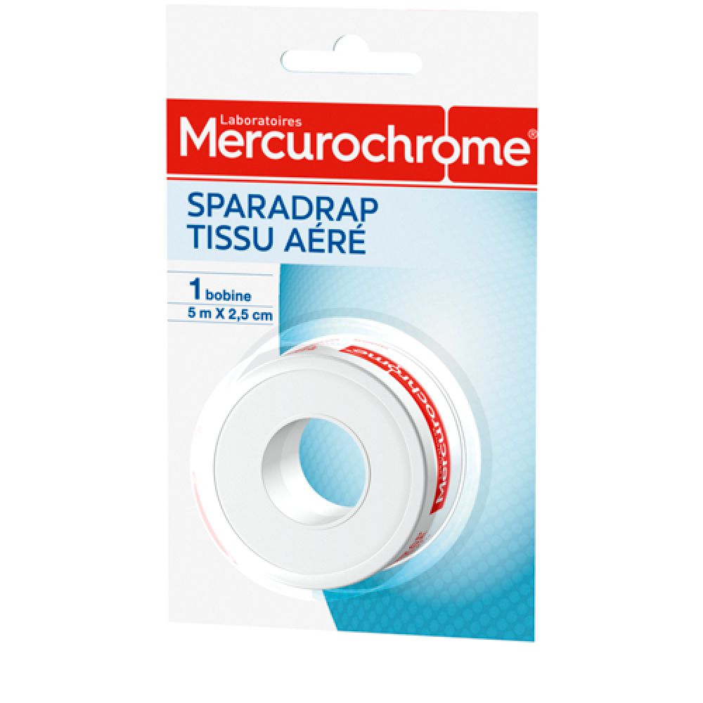 Mercurochrome - Sparadrap tissus aéré - 5m x 2.5cm
