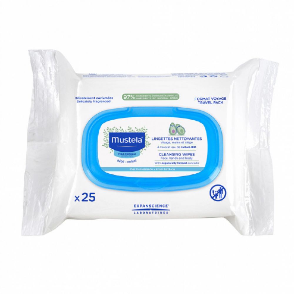 Mustela - Lingettes nettoyantes - 25 lingettes