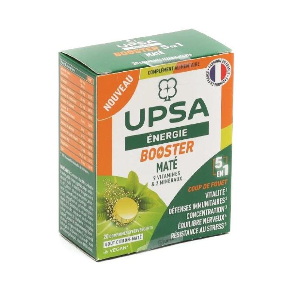 Upsa - Energie booster maté - 20 comprimés effervescents