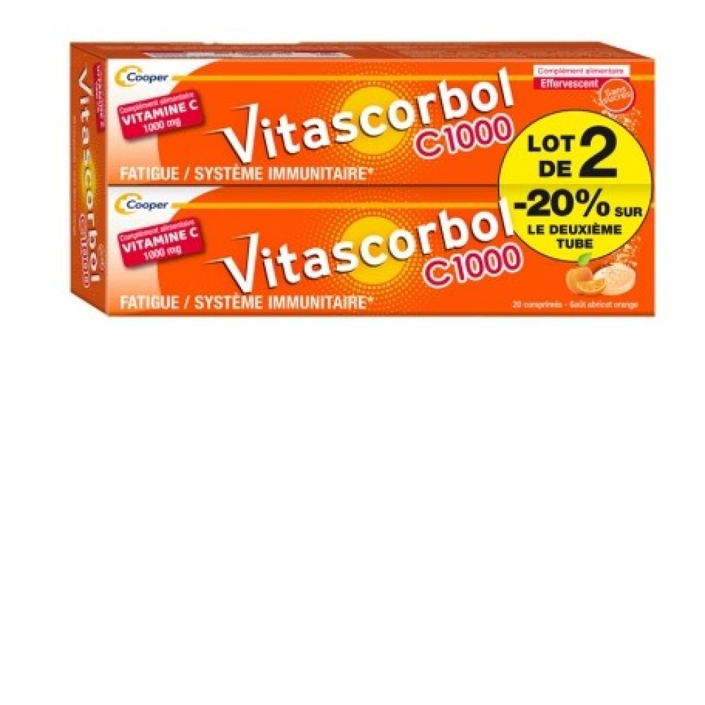 Cooper - Vitascorbol c1000 lot de 2 - 2x20 comprimés