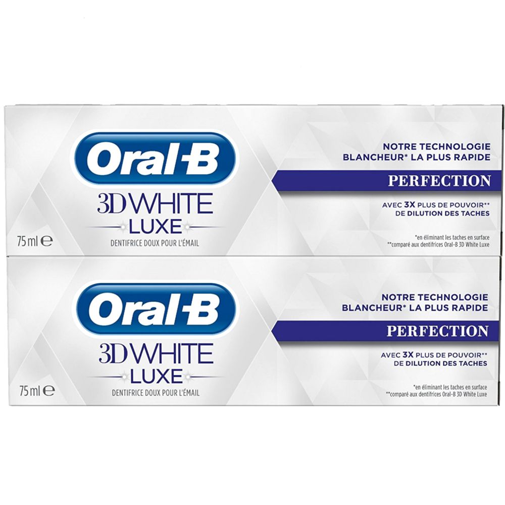 Oral-B - Dentifrice 3D white luxe perfection Maxi Pack - 2 x 75ml