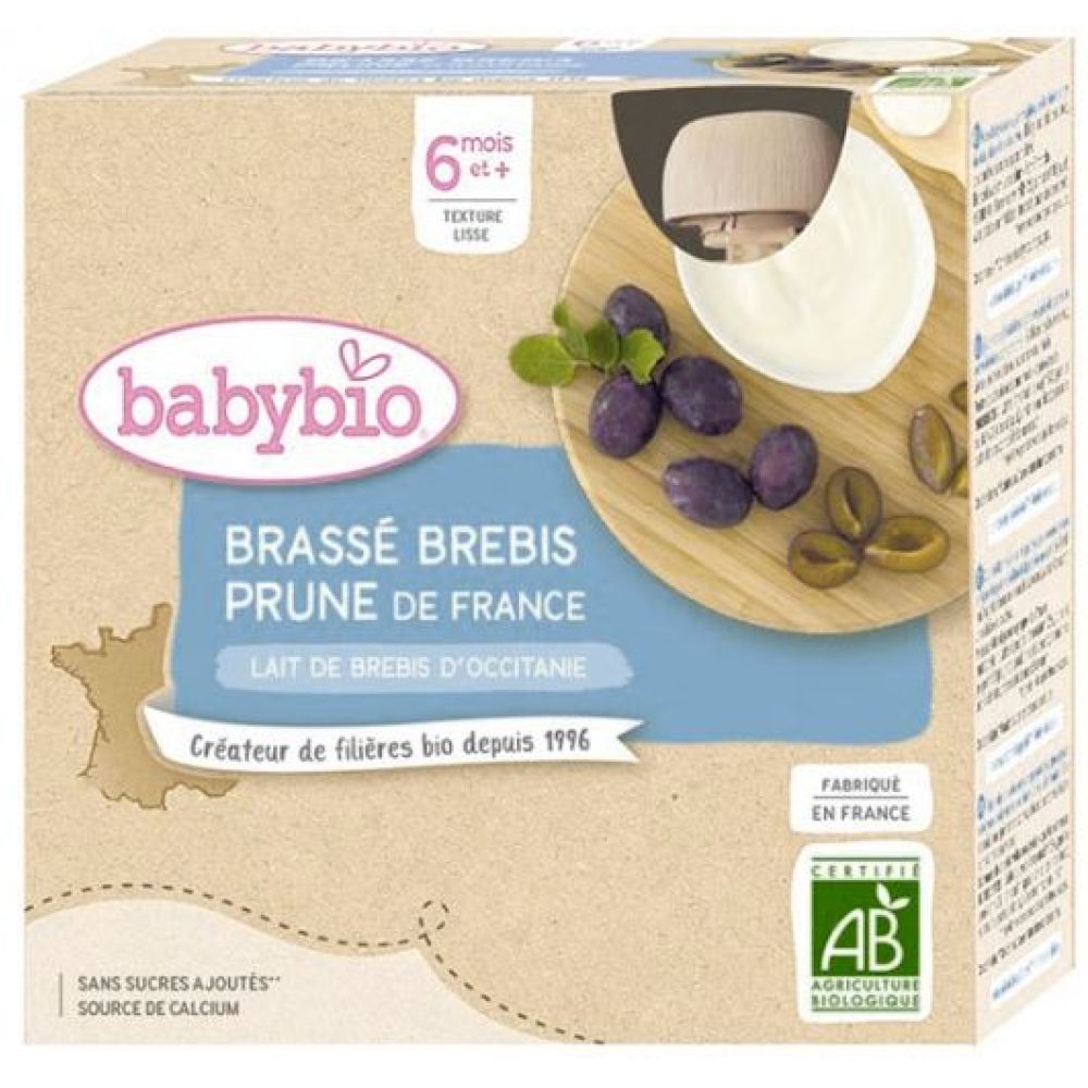 Babybio - Brassé Brebis Prune d'Aquitaine - dès 6 mois - 4x85g