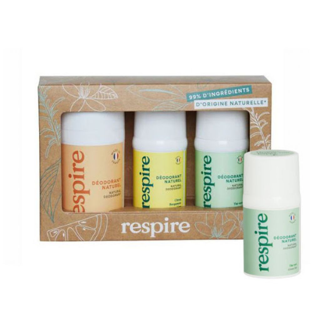 Respire - Kit découverte 3 déodorants - 1 x 50 ml + 2 x 15 ml