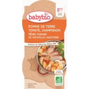 Babybio - Pomme de terre Tomate, Champignon Veau fermier d'Aquitaine - dès 8 mois - 2x200g