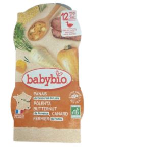 Babybio - Panais, Courge butternut, Canard fermier du Poitou, Polenta - dès 12 mois - 2x200g
