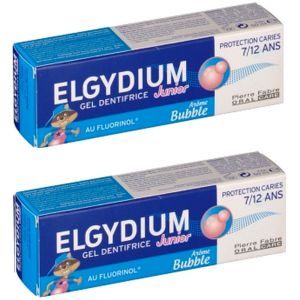 Elgydium - Gel dentifrice Kids Arôme Bubble 7/12ans - lot de 2 x 50ml