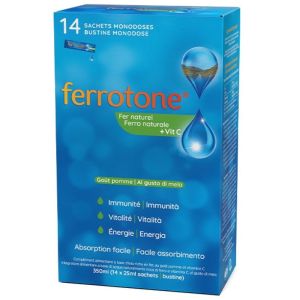 Ferrotone pomme - Immunité, vitalité et énergie - 14 sachets monodoses