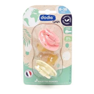 Dodie - Gaia sucettes rondes naturel 6-36mois - lot de 2