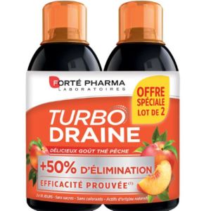 Forte pharma - Turbodraine Thé Pêche Solution Buvable - lot de 2