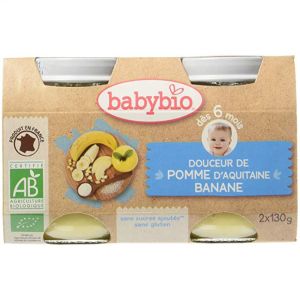 Babybio - Douceur Pomme d'Aquitaine Banane -dès 6 mois - 2x130g