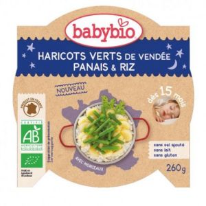 Babybio - Haricots verts de Vendée Panais, Riz - dès 15 mois - 260g