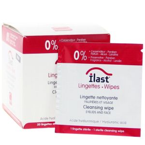 Ilast - Lingettes nettoyantes peaux et paupières pathologiques - 20 lingettes