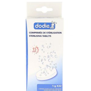 Dodie - Comprimes effervescents de stérilisation biberons et tétines - 32 comprimés