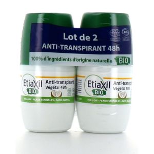 Etiaxil - Anti-transpirant végétal 48h Bio coco - lot de 2 x 50ml
