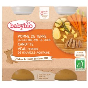 Babybio - Pomme de terre, Carotte, Veau fermier d'Aquitaine - dès 8 mois - 2x200g