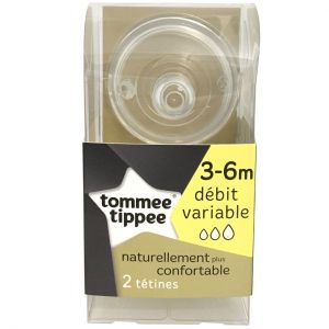 Tommee Tipee - 2 Tétines naturellement confortable 3-6m débit variable