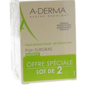 Aderma - Pain surgras - Nutritif - Lot de 2 X 100 g