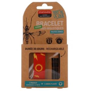 Manouka - Bracelet anti-moustiques toutes zones junior éclair + recharge de 6ml