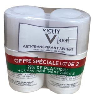 Vichy - Déodorant Anti-Transpirant 48H Peaux Sensibles ou Epilées Roll-On - 2 x 50 ml