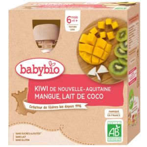 Babybio - Kiwi d'Aquitaine Mangue & Lait de coco dès 6 mois - 4x90g