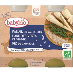 Babybio - Panais, Haricots verts de Vendée, Riz - dès 8 mois - 2x200g