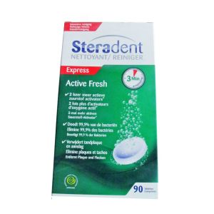 STERADENT - Nettoyant Active fresh express 3min chrono - 90 comprimés