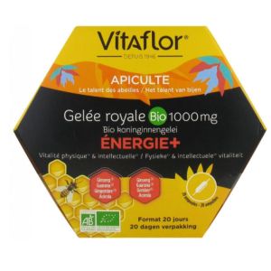 Vitaflor - Gelée royale bio 1000 mg énergie + - 20 ampoules