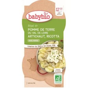 Babybio - Régal de pomme de terre du Val de Loire, Artichaut, Ricotte - dès 12 mois - 2x200g