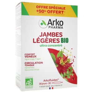 Arkopharma - Arkofluides Jambes Légères Bio - 20 Ampoules + 10 offertes