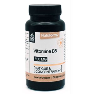 Nat & Form - Vitamine B5 fatigue et concentration - 30 gélules