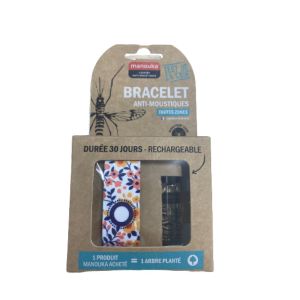 Manouka - Bracelet anti-moustiques toutes zones liberty + recharge de 6ml