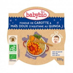 Babybio - Fondue de Carotte Maïs doux d'Aquitain Quinoa - dès 12 mois - 230g