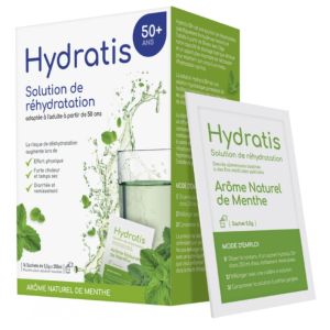 Hydratis 50+ - Solution de réhydratation arôme de menthe - 16 sachets