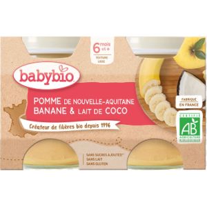 Babybio - Pomme d'Aquitaine Banane & Lait de coco dès 6 mois - 2x130g