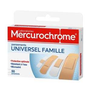 Mercurochrome - Pansements universel famille - 50 pansements