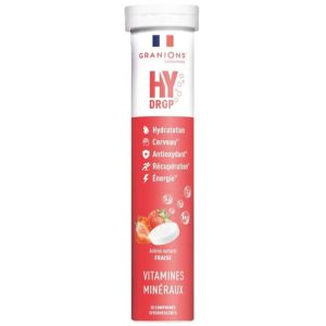 Granions - HY DROP Arôme naturel Fraise - 20 comprimés effervescents
