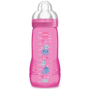 Mam - Biberon easy active 2ème âge - 6mois+ - 330ml - rose