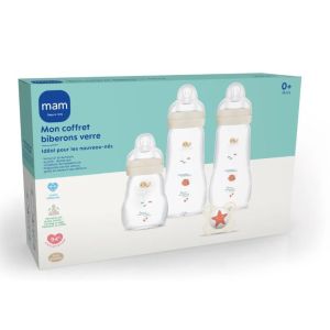 Mam - Mon premier coffret biberons verre & sucette - 0mois+