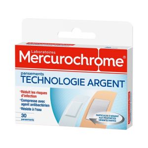 Mercurochrome - Pansements Technologie argent - 30 pansements