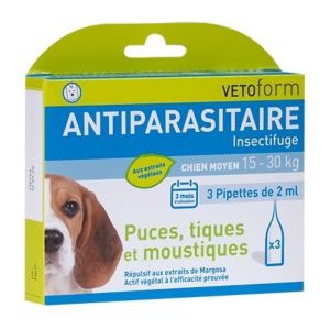 Vetoform - Antiparasitaire Insectifuge - 3 pipettes