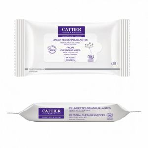 Cattier - Lingettes démaquillantes visage yeux lèvres - 25 lingettes